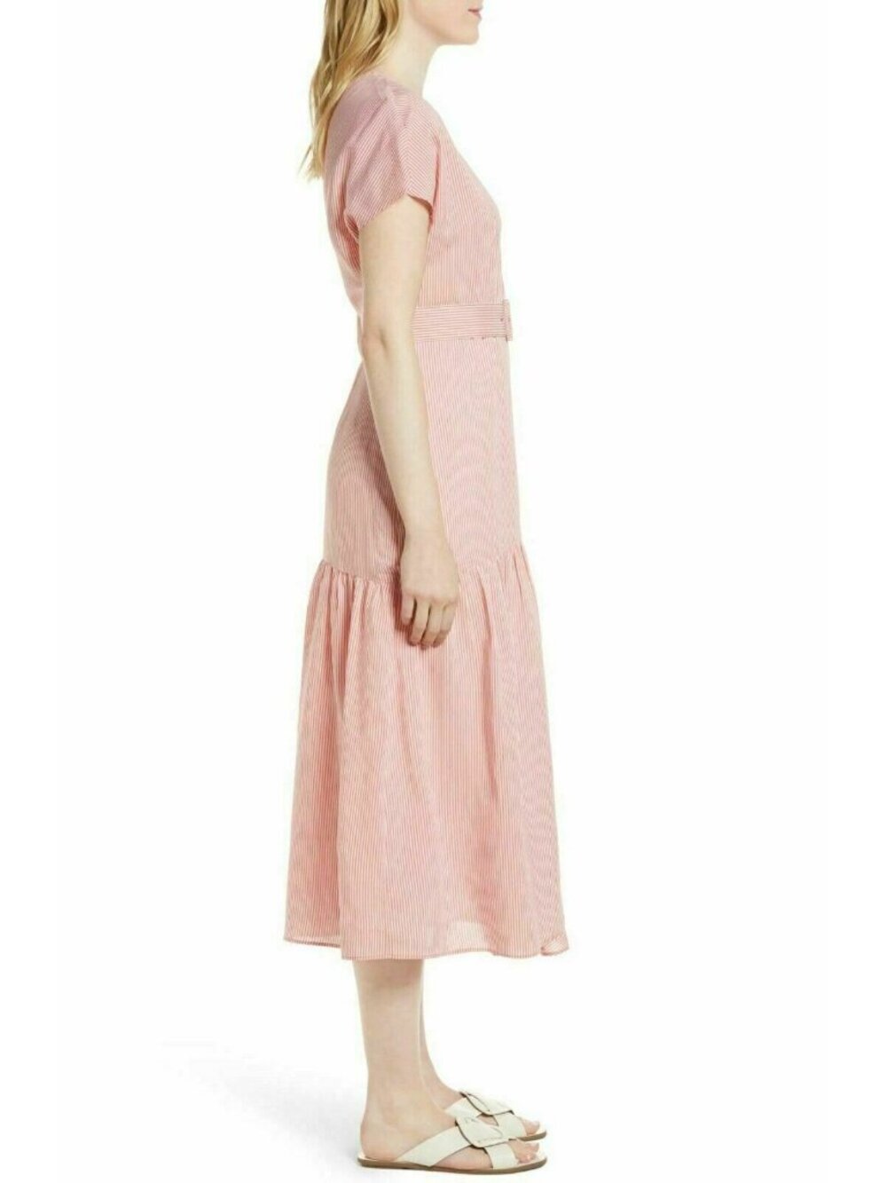 Nordstrom Signature Silk Blend Stripe Belted Dress Size 8 $279 - Picture 7 of 16